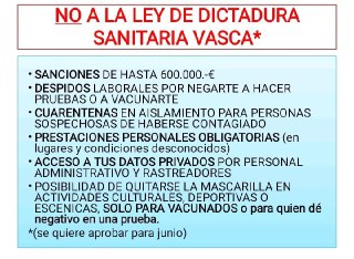 no a la ley de dictadura sanitaria vasca